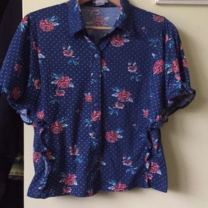 Floral short w/ ruffle sleeve